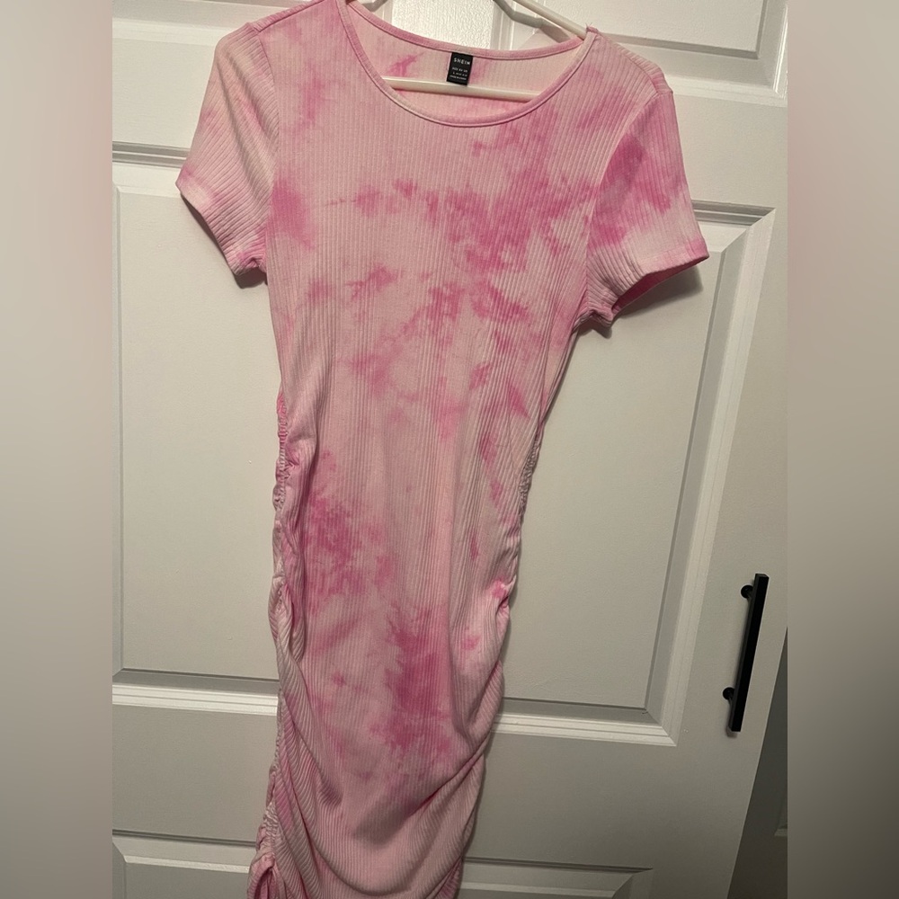Large Pink and White Tie Dye SHEIN Dress